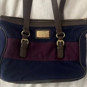 Tommy Hilfiger Navy, Burgundy & Brown Shoulder Tote